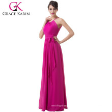 Grace karin New Style Grossiste Chiffon Robes de soirée longue couleur rose CL6206